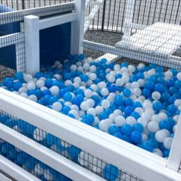 A ball pit on a commercial playground.